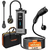 WOLFBOX Portable Level 1&amp;2 EV Charger 40amp for J1772 EVSE(PE40) | ETL Certified, NEMA 5-15&amp;14-50 Plug Adapter,25ft Cable,Indoor/Outdoor(IP66),208-240V