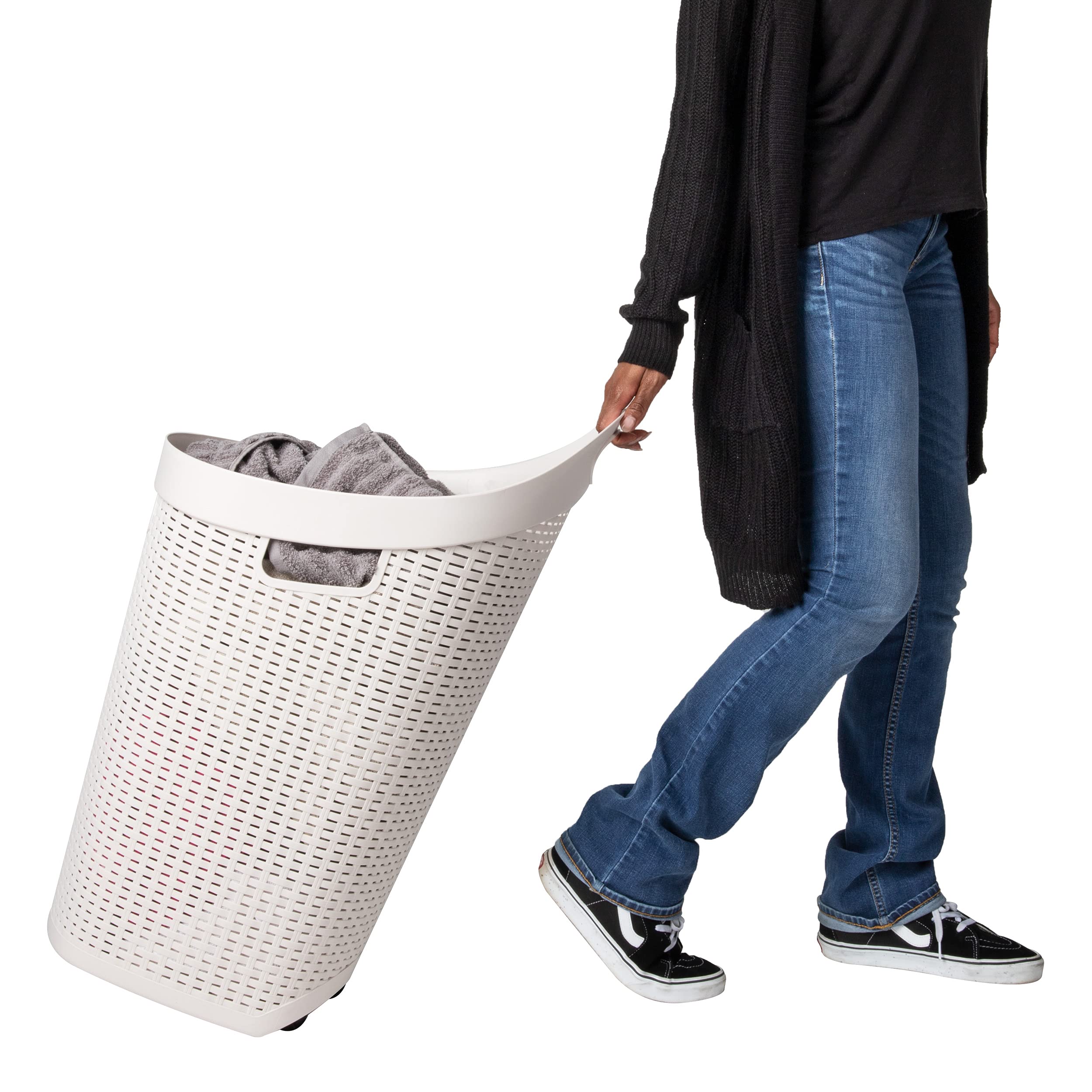 Mind Reader 60L Rolling Laundry Hamper, Clothes