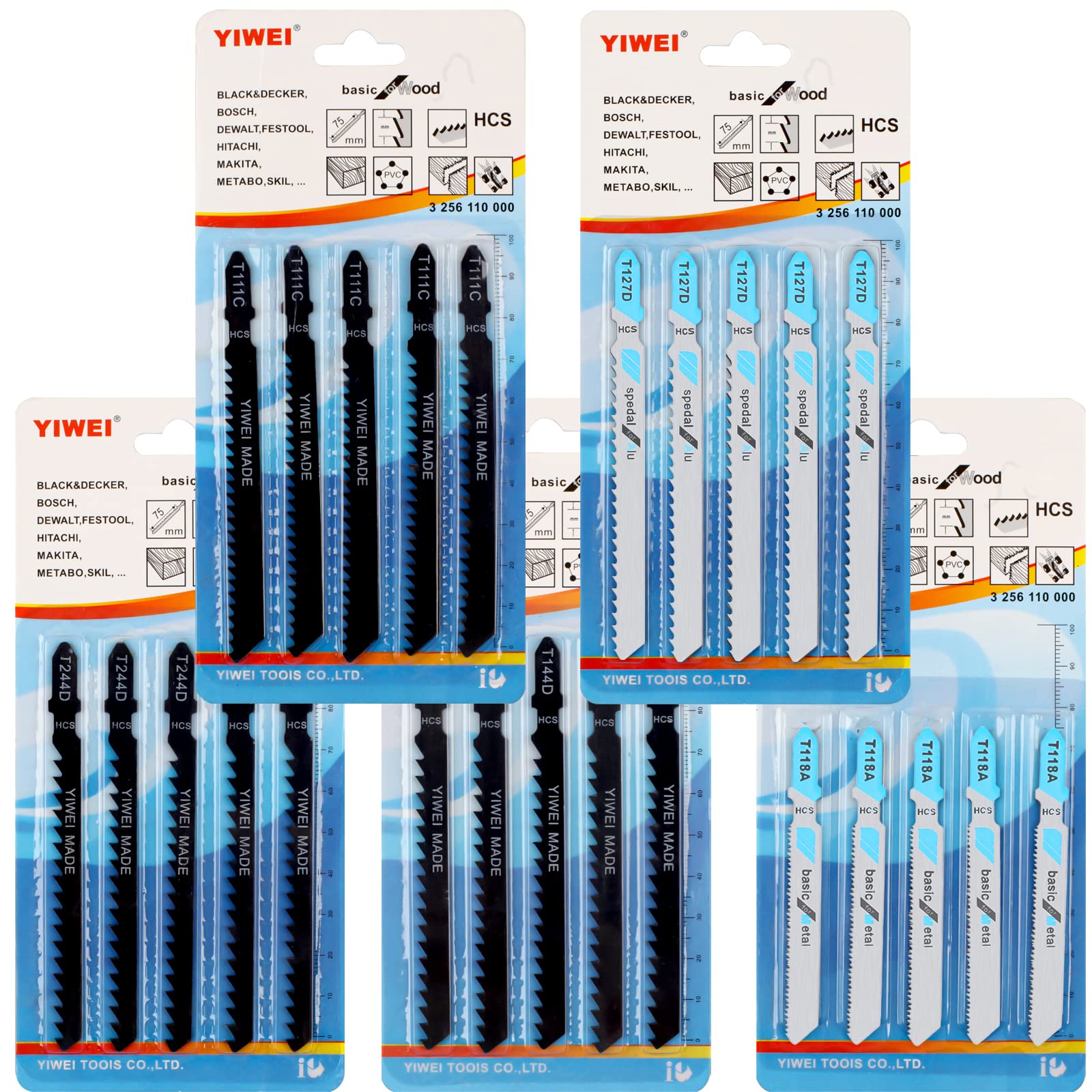 Professional Jigsaw Blades Set - 25 Pcs for Wood, Metal, Plastic - Compatible With All Jigsaws, Reciprocating Saws