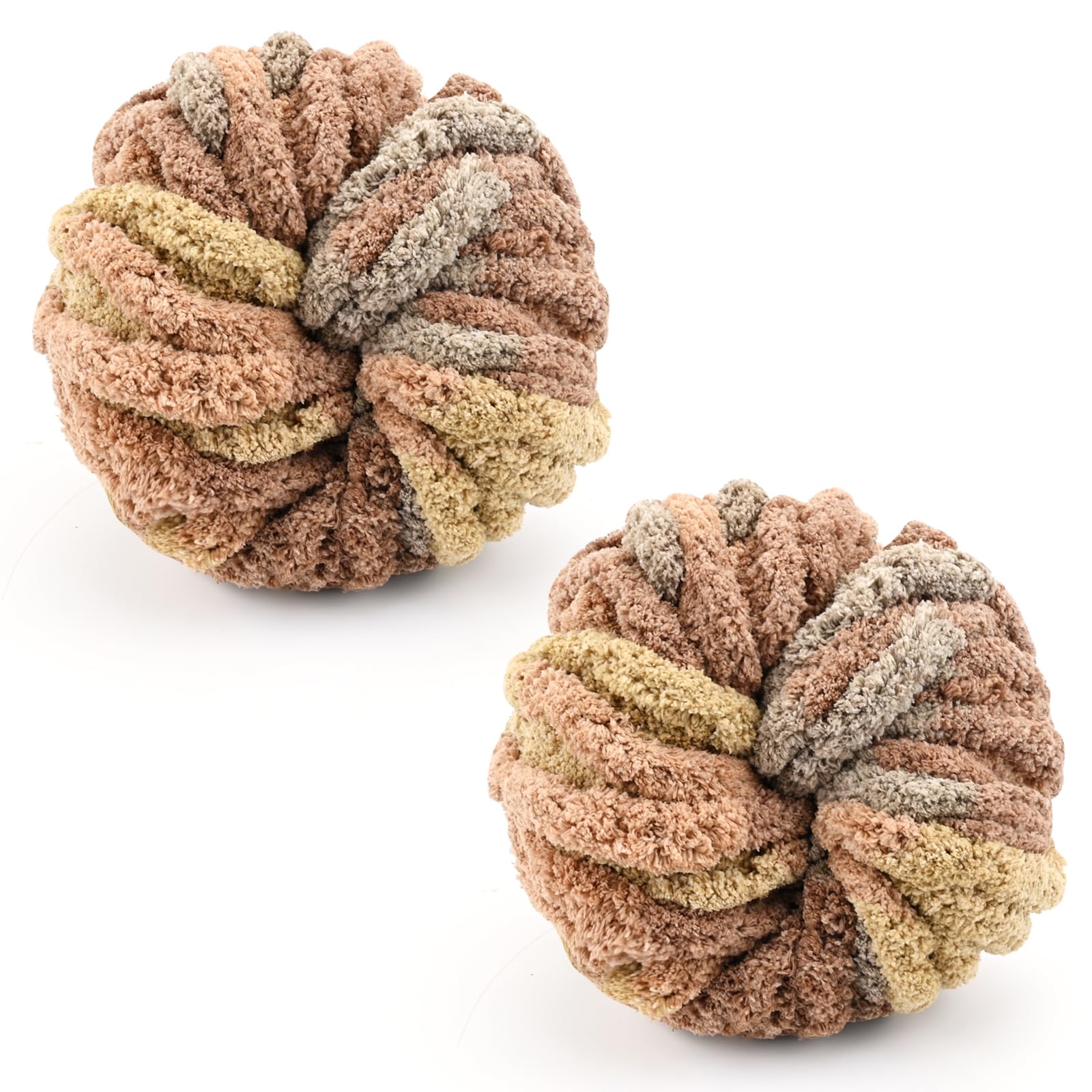 Chunky Wool Yarn 250g × 2, Multi-Colored Knitting Yarn for Crochet, 2cm Soft Knitting Wool for Making Handmade Bags Hats Blankets Pillow Cushion Cat Bed