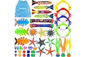 OLIKER Pool Diving Toys Games,Summer Pool Diving Swimming Toys for Kids Ages 4-8, 8-12,with Storage Bag, Summer Beach Colorful Toys,Dive Throw Toy for Pool, Beach, Bathroom and Party (40 Pcs)