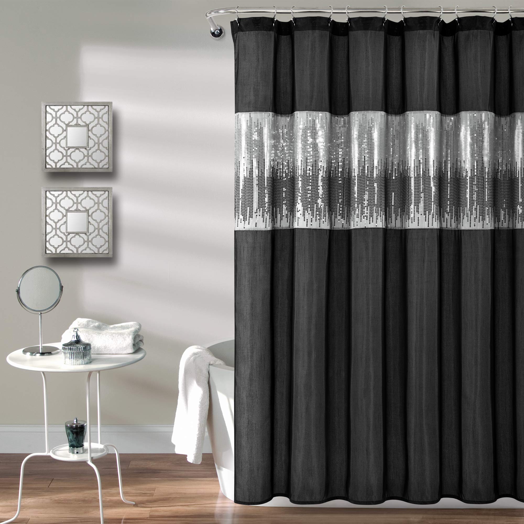 Photo 1 of Lush Decor Night Sky Shower Curtain, 72" x 72", Black