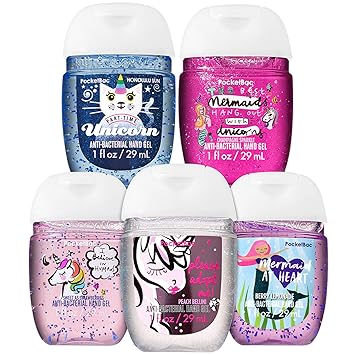 Bath And Body Works Unicorns And Mermaids 5 Pack Pocketbac Hand Sanitizers Peach