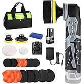 WORKPRO Cordless Mini Buffer Polisher, 12V Buffer Polisher for Car Detailing, 5 Variable Speed Up to 3000RPM, Compact Cordless Polisher Kit for Waxing, DIY Projects, Furniture Polishing