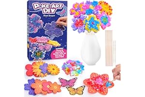 MDINGTD Toys for 4 5 6 7 8+ Year Old Girls, Poke Art Flower Bouquet with 8 Flowers & 2 Butterflies Arts and Crafts for Girls Ages 4-8 DIY Creative Activity Birthday Xmas Gifts Craft Kits
