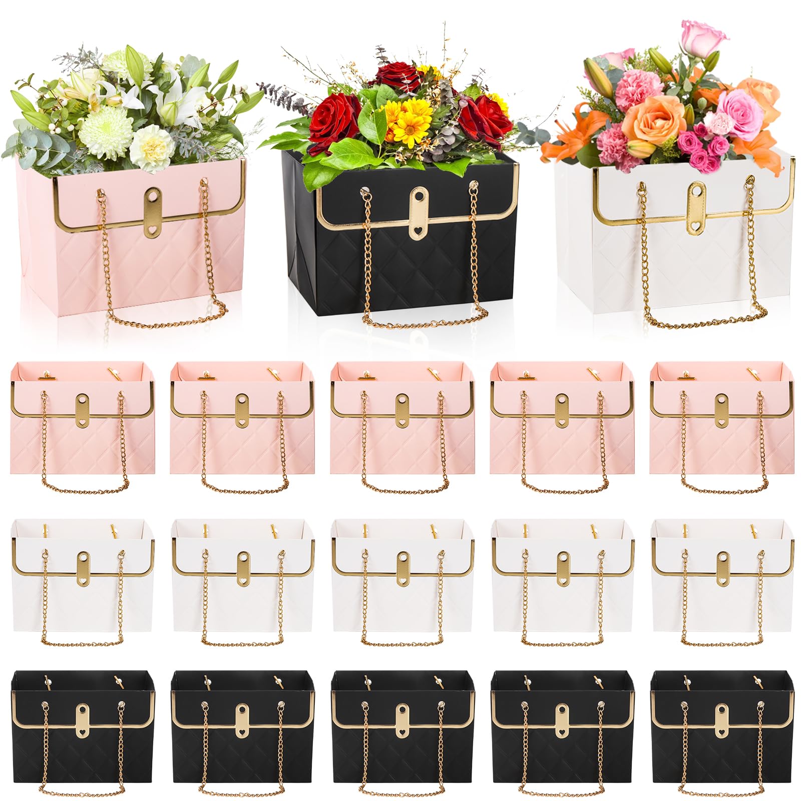 Aazon.co: Glenal 12 Pcs Kraft Paper Flower Gift Box Bouquet Bags Rectangle Flower Waterproof - View #8