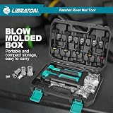 LIBRATON Rivet Nut Tool Kit 5 Mandrels 5 Nut Heads 50 Rivet Nuts Carry Case view 5