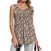 MUSE SHOW Women's Tank Tops Summer Sleeveless Tunic Tops Shirts Blouses Round Neck Loose Fit M-3XL