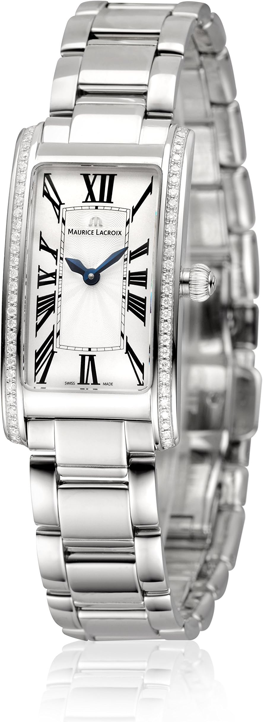Fiaba Ladies Rectangular Quartz Watch, Silver,FA2164-SD532-118-1
