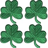 4 Packs Irish Clover Embroidered Patches St. Patrick's Day Clover Sewing on Patches Dark Green Embroidered Emblem Lucky Shamrock Iron Sew on Ireland Patch for Clothes Bag Hat Crafting Projects