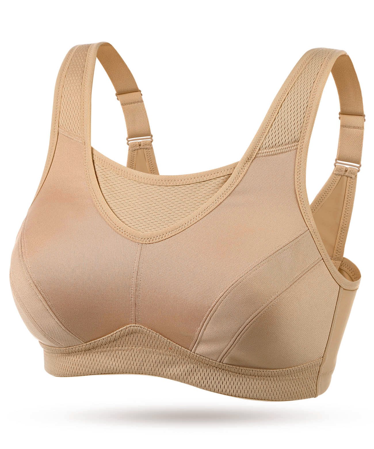 Wingslove Damen Sport BH ohne Bügel Nicht Gepolstert High Impact Bustier Halt Joggen BH （Nackt 48B）