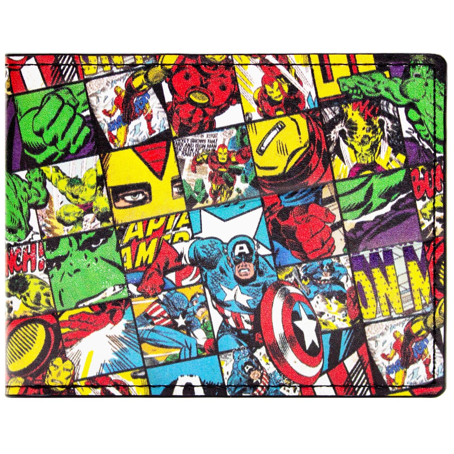 Captain america Chequered Avengers Characters Multicolour ID and Card Bi-Fold Wallet, One Size