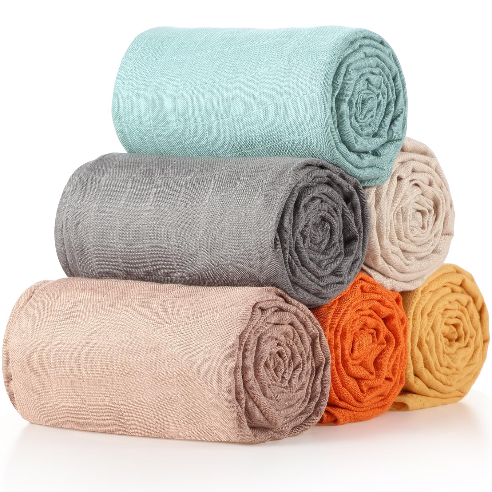 Photo 1 of 47 x 47 Inches Muslin Swaddle Blankets Cotton Newborn Receiving Blankets Breathable Colorful Baby Swaddle Soft Baby Registry Essentials Gift for Unisex Boy Girl(Neutral Colors)