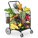 YITAHOME Folding Shopping Cart with Wheels, Rolling