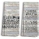 NOQL Camping Kitchen Towels, Camping Hand Towels and Dishcloths Set of 2, Camping Decor, Camper Gifts, Camping Gifts for Camper Women, Rv Decorations for Inside Camper, 16×24 Inches