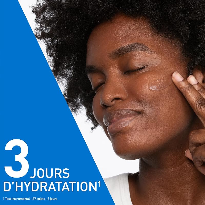 , Aqua-Gel Hydratant, Hydratation 72H, Crème Hydratante Visage, Tous Types de Peaux Même Mixtes et Sensibles, A Base d'Acide Hyaluronique, Niacinamide et Céramides, Texture Fluide et Légère