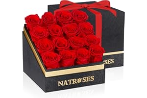 NATROSES Forever Preserved Roses in a Box, 100% Real Roses That Last Up to 3 Years, Flowers for Delivery Prime Birthday, Valentines Day Gifts for Her (Red)