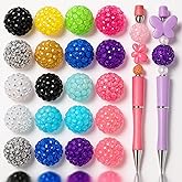 Beads for Pens,Bead for beadable Pen,20mm Rhinestone 20pcs Chunky Bubblegum Large Spacer for Beaded Fancy Beadable Candy Sparkle Bling Ball Bulk