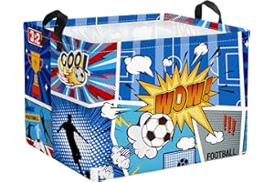 HUUMONSS Comic Balls Baby Laundry Hamper Collapsible Clothes Kids Storage Basket Large Boys Gift Toy Box Bin for Nursery Room, Football, 36L