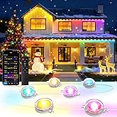RGB+IC Permanent Outdoor Lights for House Garden, 50Ft Smart Eave Lights, String Lights, IP67 Waterproof, for Christmas Halloween Decor Birthday Gift with Alexa, Google Assistant APP/Remote Control