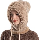 HUAMULAN Women Winter One Piece Beanie Hat Slouchy Fleece Balaclavas Face Mask Neck Scarf Set Earmuff Ski Snow Knit Hats