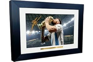 KITBAGS & LOCKERS Lionel Messi World Cup Winners 2022 Argentina Barcelona Leo Autographed Signed 12x8 A4 Photo Photograph Picture Frame Football Soccer Poster Gift