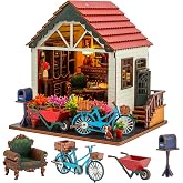 Roine Lxux DIY Miniature Dollhouse Kit | 3D Wooden House Model Puzzle with LED Lights for Beginners, Bookshelf Decor, DIY Craft Hobby Gifts for Teens