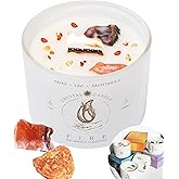 Aries, Leo, Sagittarius Gifts for Women - 12oz Wood Wick Candles That Crackle with Crystals and Healing Stones. Healing Crystal Candles for Women Home Scented. Soy Wax, for Zodiac Birthdate