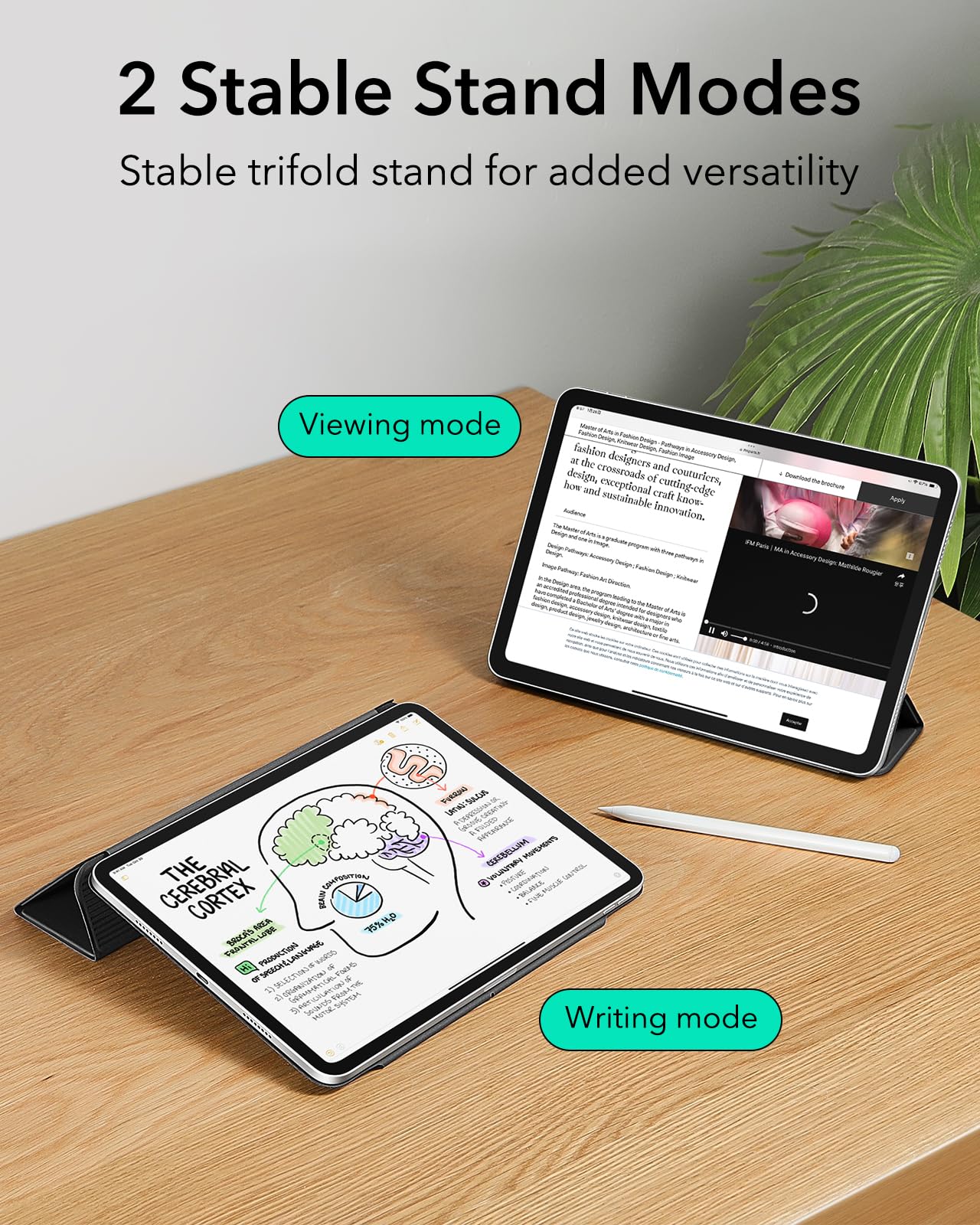 ESR for iPad Pro 11 Inch Case M4 2024(5th Gen), Strong Magnetic Attachment, Slim Trifold Stand Case, Supports Pencil Pro and Pencil(USB-C), Tough Protection, Auto Sleep/Wake, Rebound Series, Black