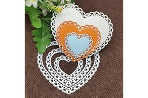 PALEERY@FC 4pcs/Set Lace Heart Shape Metal Die Cuts, Wedding Invitation Card Love Flower Cutting Dies Cut Stencils for DIY Scrapbooking Album Decorative Embossing Paper Dies Card Making