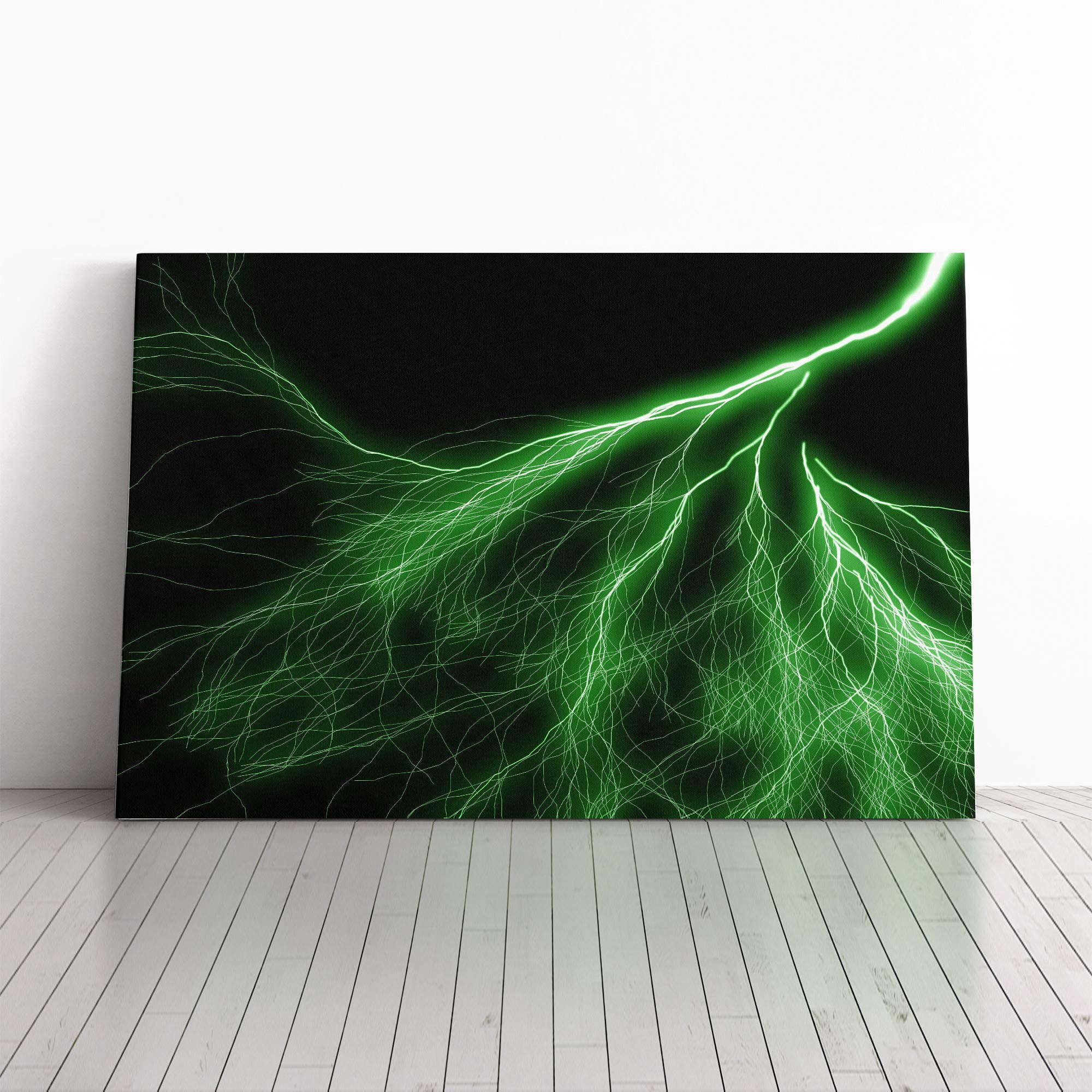 Wall Green Abstract Art (3) Canvas Print | Gallery Wrapped 30mm Frame Wall Art | 20x14 inches | Ready to Hang | Abstract Picture | Living Room Bedroom Lounge Office