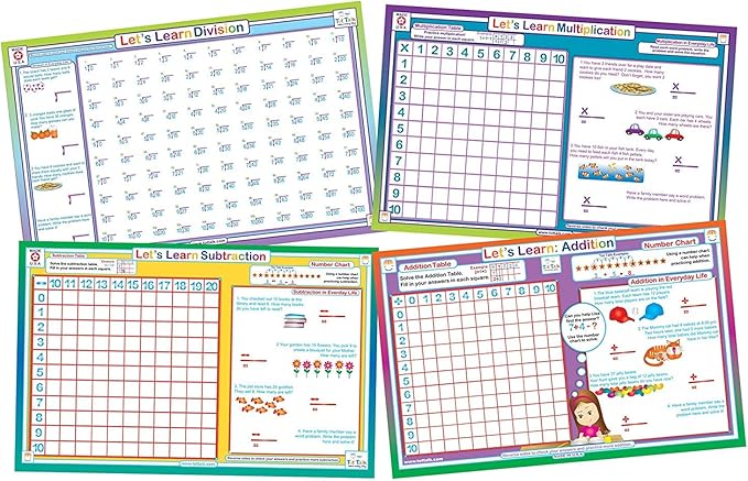 Amazon Com Tot Talk Educational Kids Placemats Math Set Of 4