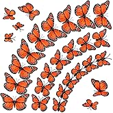 SEPGLITTER 60Pcs Monarch Butterfly Decorations, Monarch Wall Stickers | Magnetic, 3 Size, Orange Butterflies, Mariposas Monarcas para, Day of The Dead Halloween Fall Wedding Home Party Decor Craft