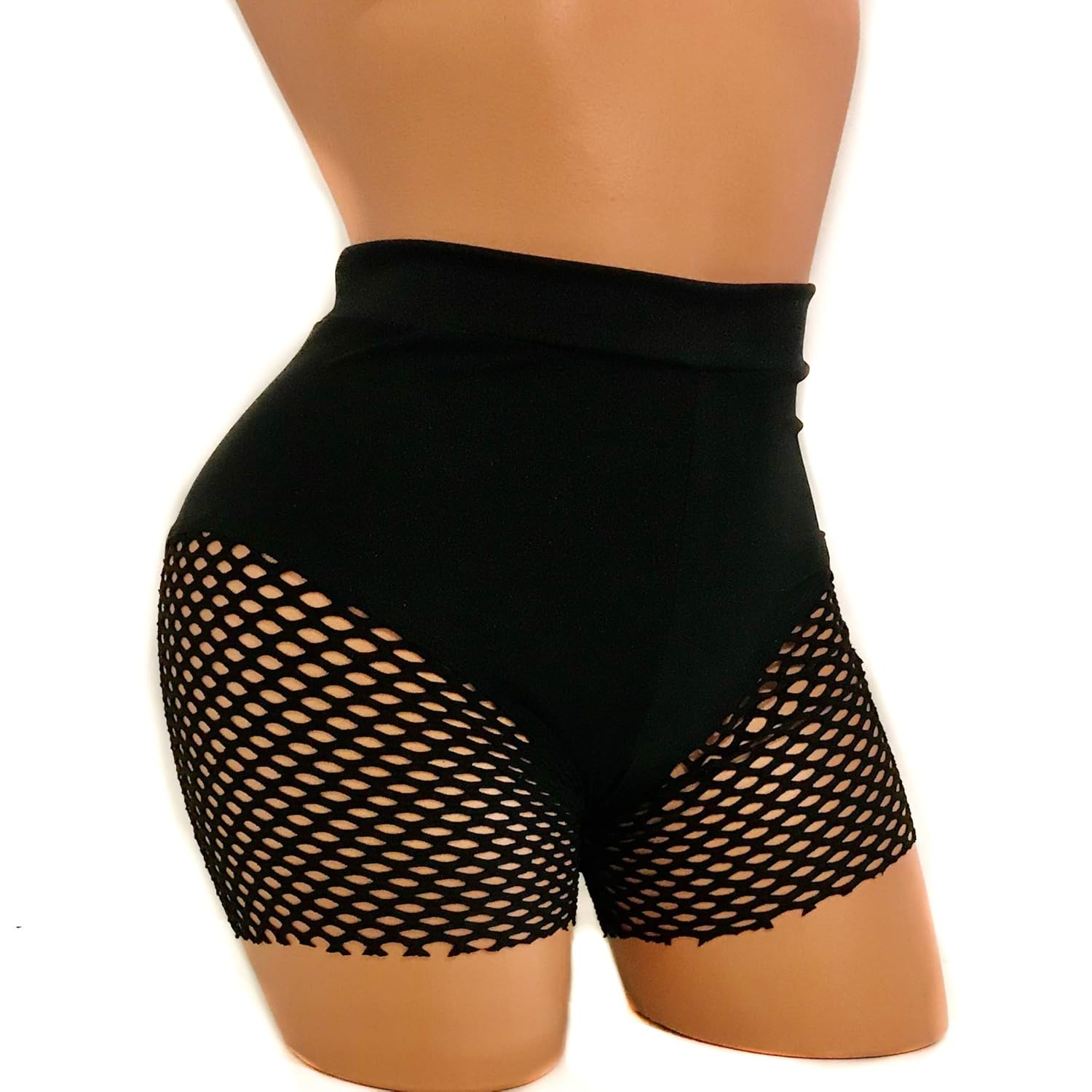 fishnet high waisted shorts