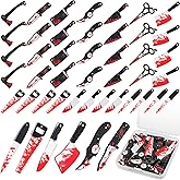 MIKIMIQI 40 Pcs Fake Knife Charms, Mini Resin Knives Charms Beads for Women DIY Jewelry Making Crafting Halloween Pendant with Box, 10 Styles