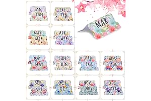 TABINQUE 24 Pieces Laminated Monthly Adhesive Tabs, 6 Picecs Blank Planner Stickers, Large Print and Easy-to-Read Tabs for Notebooks