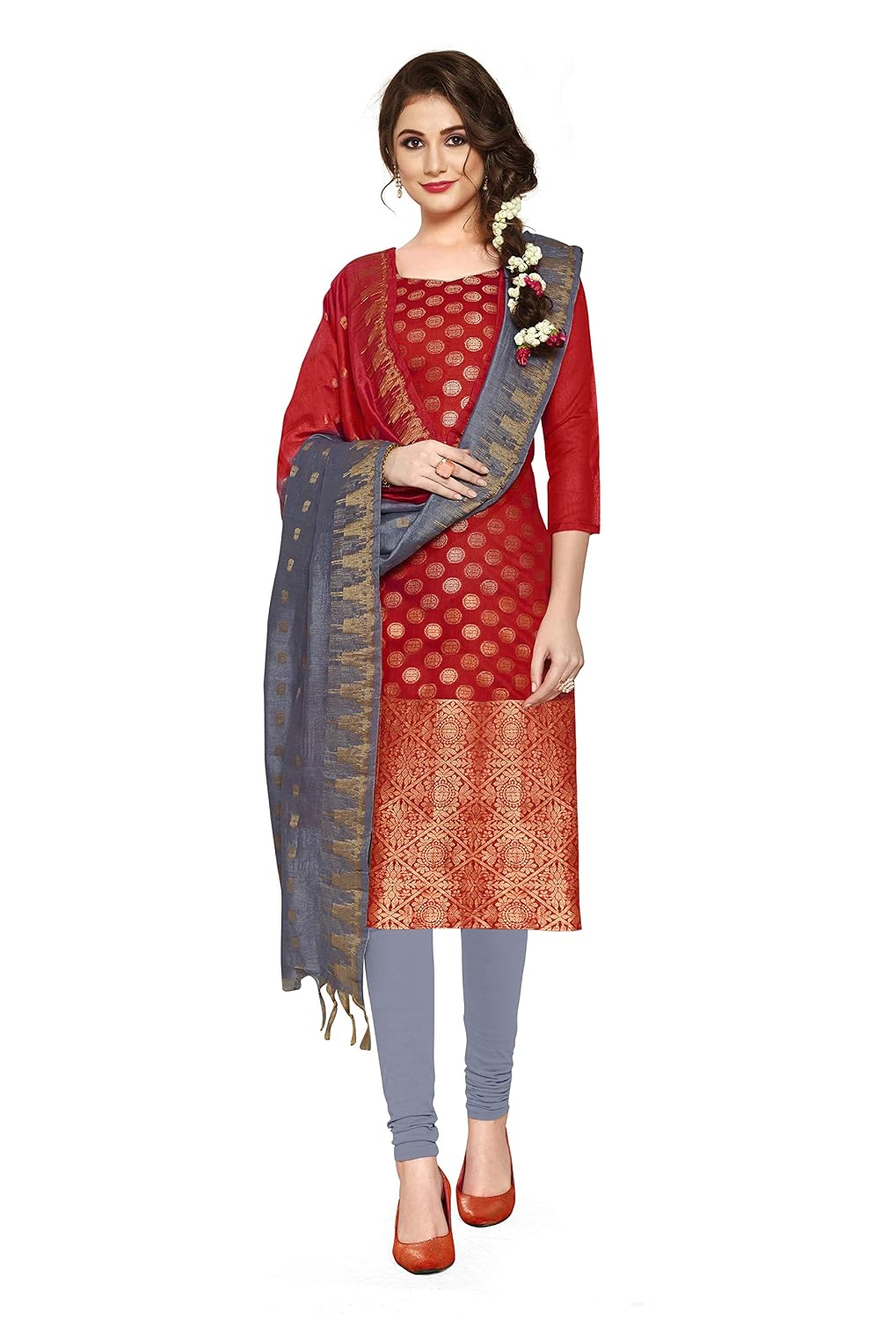 Red Chudidar Dress Material 