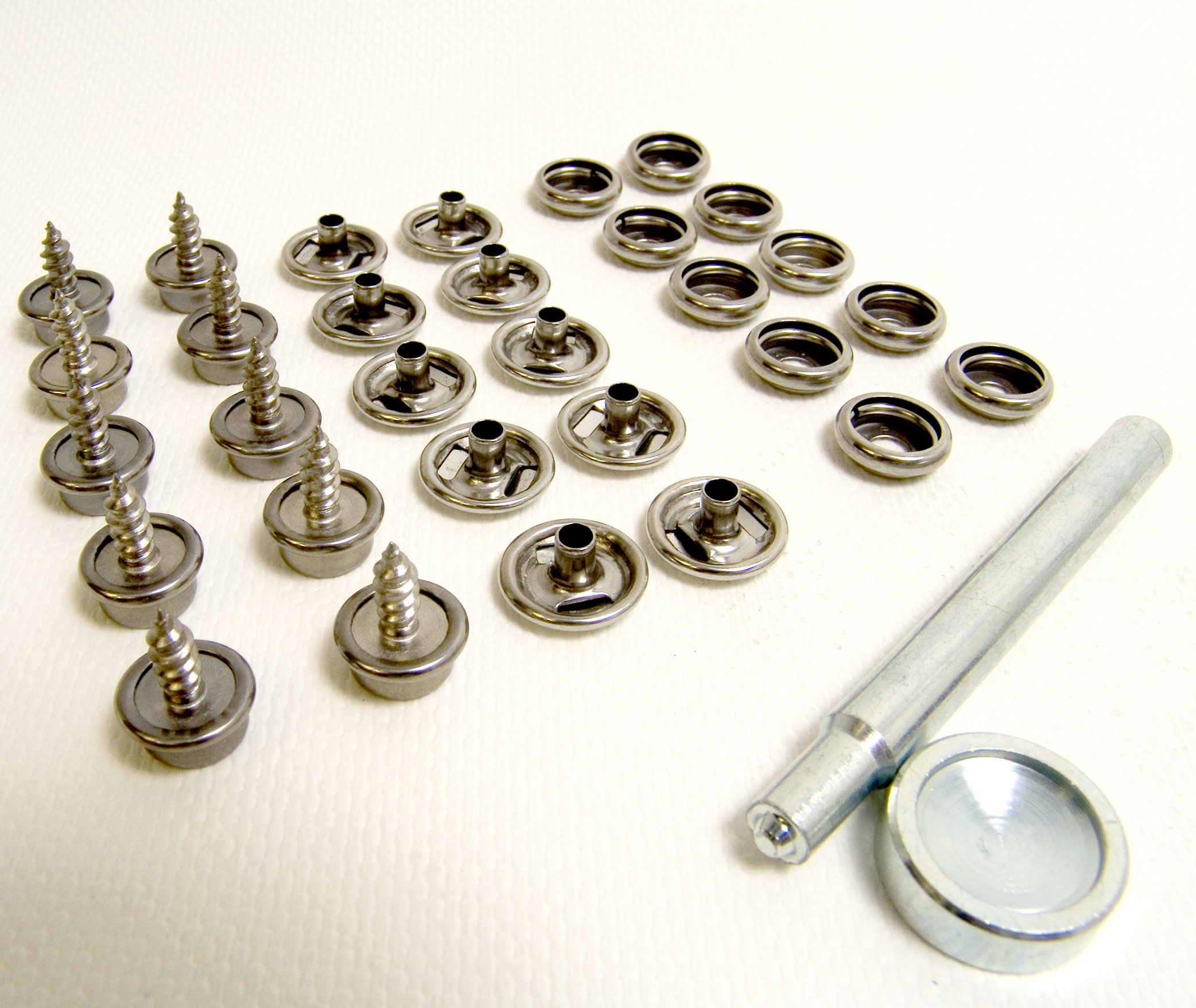 Snap Fastener Tool, Stainless Steel Screw Studs & Replacement Snaps 32 Piece Set - Shipped from The USA!