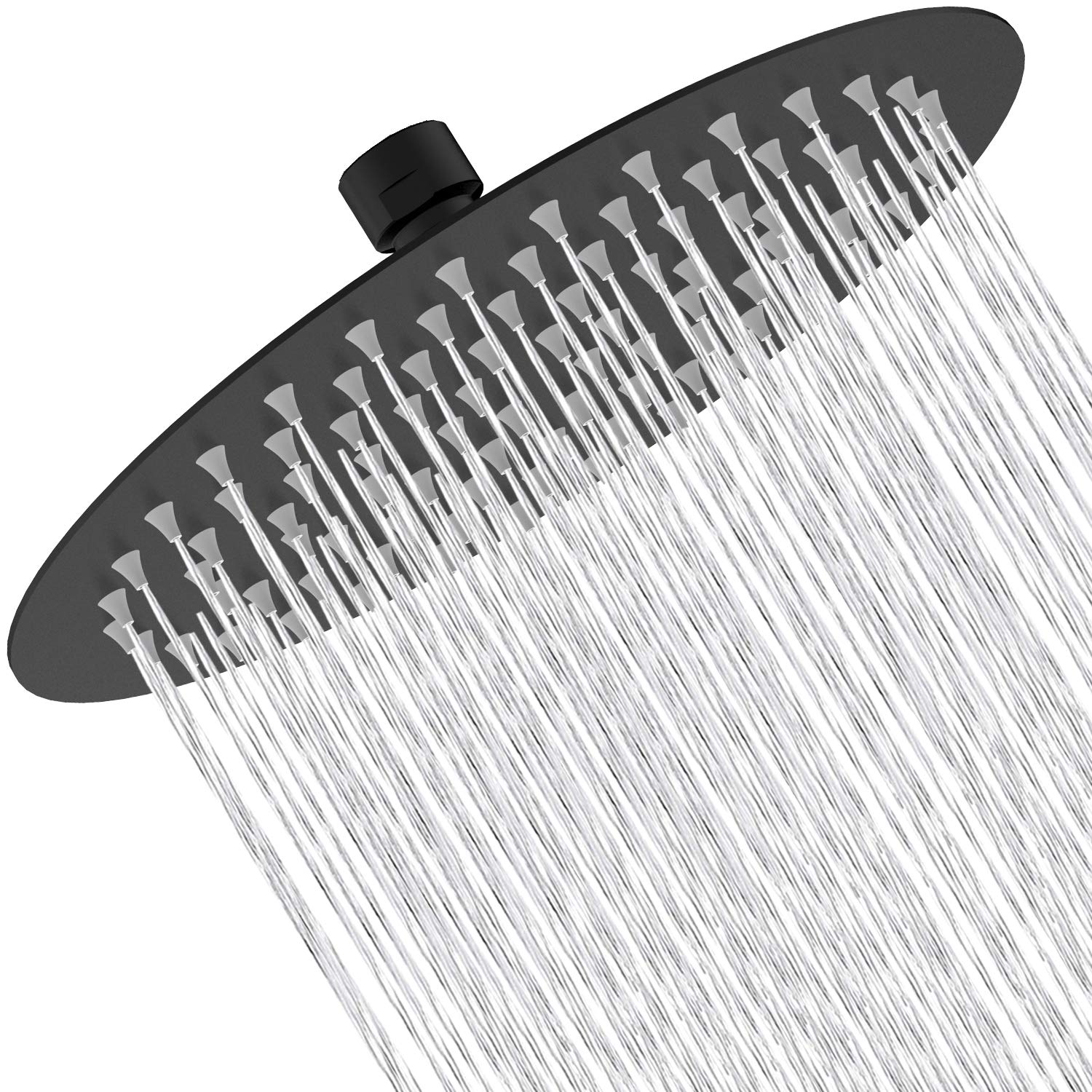 Rain Shower Head High Pressure,WOOPHEN 8 Inch 304 Stainless Steel Rainfall Showerhead, Resist Spot Fingerprint, Swivel Spray Angle, Voluptuous Shower Experience, Easy Installation, Matte Black