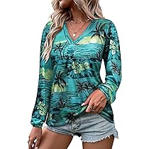 トップス N. Amazon.com: ZXZY Womens Hawaiian Shirt Vintage Leaf Floral