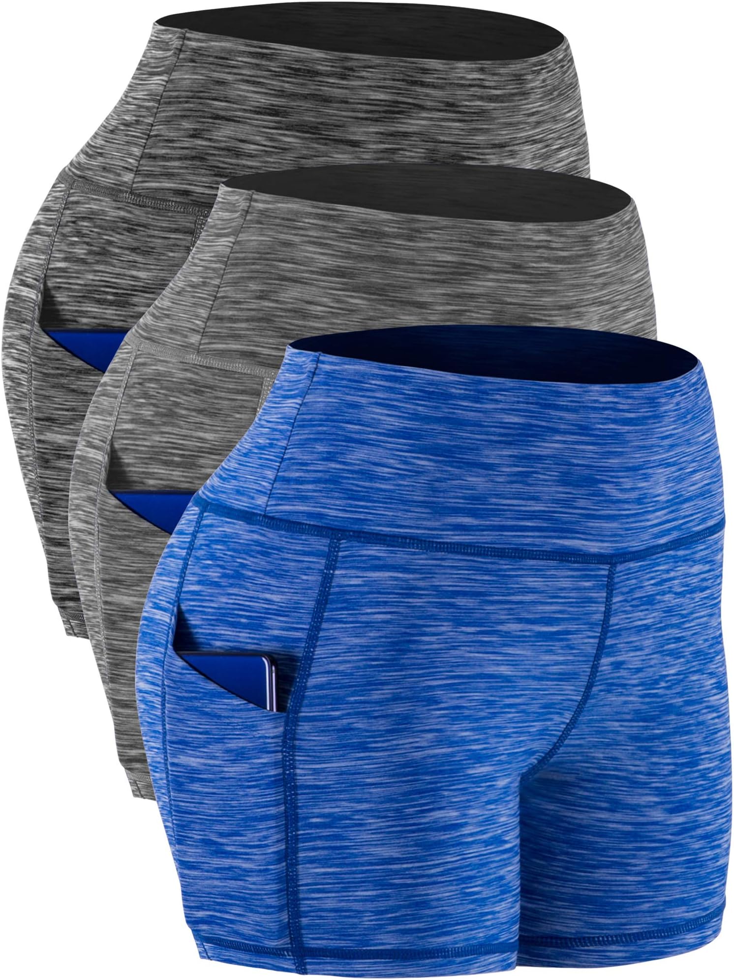 Cadmus High Waist Yoga Hot Shorts for Women Tummy Control Workout Shorts Out Pockets
