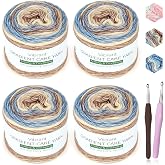 Katech Fairyland Yarn for Crocheting Knitting-4 Packs Gradient Cake Yarn | 100g/3.52 oz-DK Light Weight #3-60% Cotton 30% Acrylic 10% Wool-Perfect for Scarves, Shawls, Blankets and Garments(A)