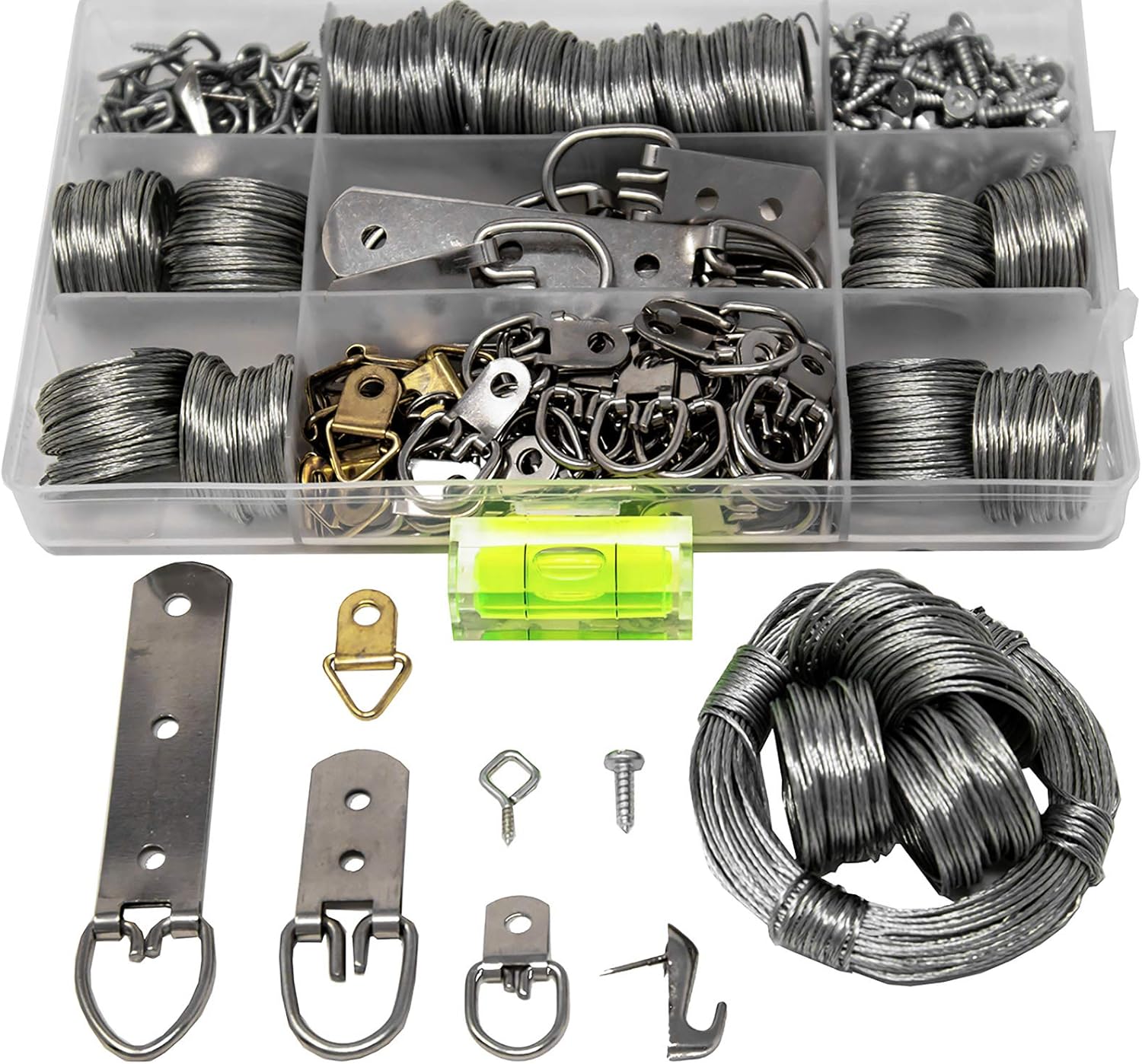 Picture Wire Hanging Kit 100+ Pieces DRing, Screws, Hanging Hooks