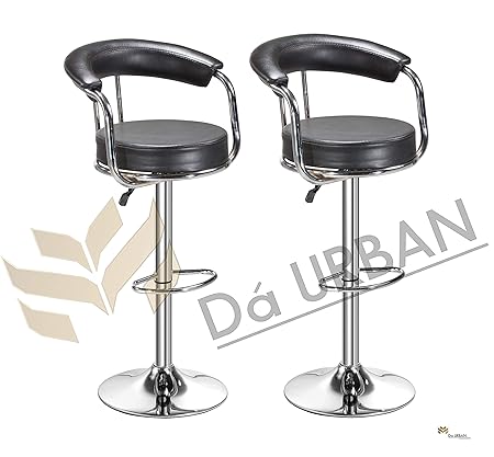 Da URBAN Classic Height Adjustable Bar Stool Chair (Black) (Set of 2)