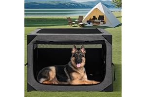 Outtsp 36 Inch Portable Travel Dog Crate, 3 Door Collapsible Soft Pet Kennel with Durable Mesh Windows for Medium Dogs, Foldable Dog Cage with Storage Pocket for Outdoor (Dark Grey)