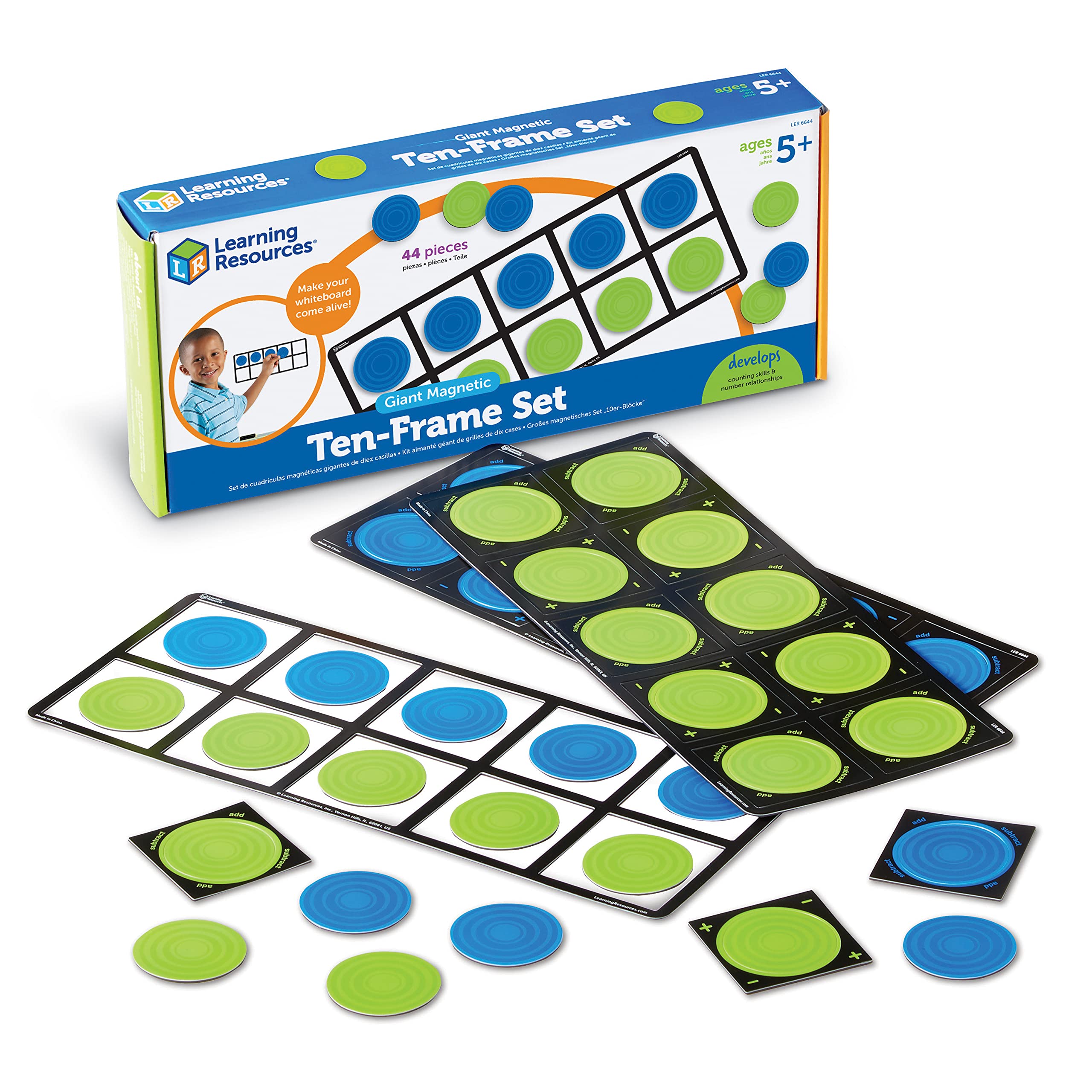 Photo 1 of Learning Resources Giant Magnetic Ten Frame Set, Set of 4, Ages 5+, Classroom Math Set, Magnetic Whiteboard Set, Classroom Demonstration