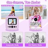 YKSLEMON Kids Camera Instant Print 48MP 1080P Video 32GB Card Unicorn Cover view 2