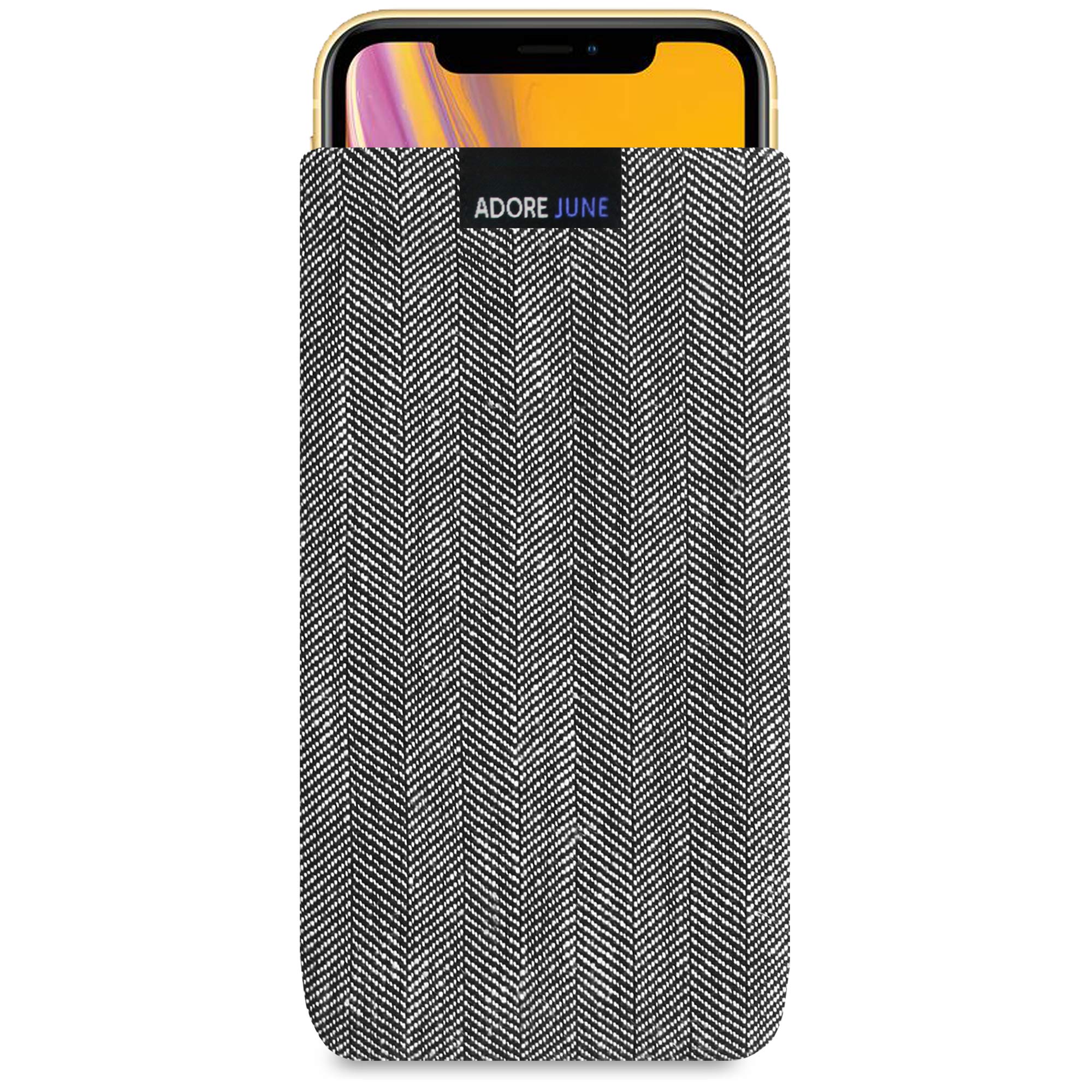 Adore June Business Case Compatible with iPhone XR Mobile Phone Case Made of Signature Herringbone Fabric with Screen Cleaning Effect