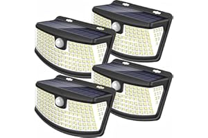 Aootek New Solar Motion Sensor Lights 120 LEDs with Lights Reflector,270° Wide Angle, IP65 Waterproof, Step Lights for Front Door, Yard, Garage, Deck (Back Button 4-Pack)