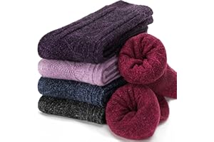 EBMORE 5 Pairs Merino Wool Socks for Women Thermal Warm Thick Winter Hiking Knit Cozy Crew Duty Work Soft Socks for Ladies